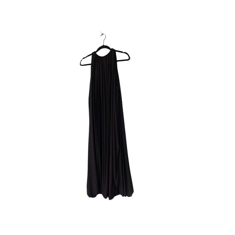 Zara Womens Long Dress XL Aubergine Brown Pleated Sleeveless 8523/729 NWT